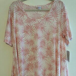 NWT LulaRoe Perfect Size L White/Pink Palms